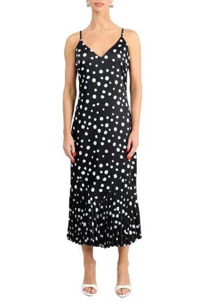 Adelyn Rae Tresora Pleat Midi Slipdress In Black