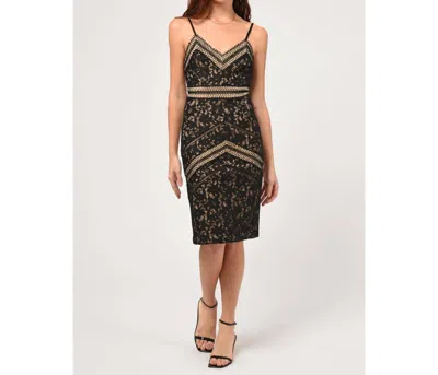 Adelyn Rae Trixxi Knit Lace Pencil Dress In Black