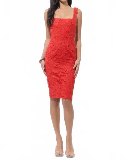 Adelyn Rae Vonna Embroidered Flower Midi Dress In Red