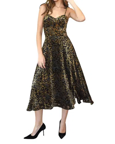 Adelyn Rae Weslena Bustier Burnout Midi Dress In Leopard In Multi