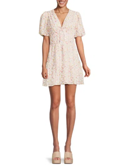 Adelyn Rae Women's Floral Tiered Mini Dress In Ivory