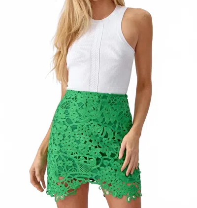 ADELYN RAE WOMEN'S JANINE CROCHET LACE EYELET MINI SKIRT IN GREEN