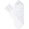 Aden + Anais 2-pack Cotton Washcloth & Hooded Towel In Map The Stars Grey