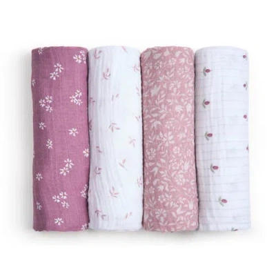 Aden + Anais 4-pack 100% Organic Cotton Muslin Swaddles In Multi