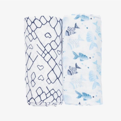 Aden + Anais Babies'  Cotton Muslin Swaddle (2 Pack) In Blue