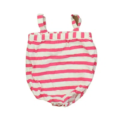 Pre-owned Aden + Anais Kids' Girls White Pink Stripes Romper In Multi