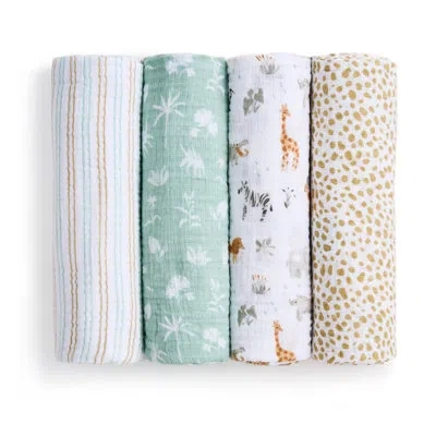 Aden + Anais Swaddle Cotton Muslin, Giraffe Safari 4 Pack In Multi