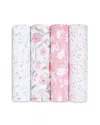 Aden And Anais 4 Pk. Printed Classic Swaddles In Ma Fleur