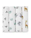 Aden And Anais Jungle Jam Swaddles, Pack Of 4 - Baby In Multi