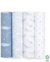 Aden By Aden + Anais Essentials Oceanic Muslin Swaddles, Pack Of 4 In Blue