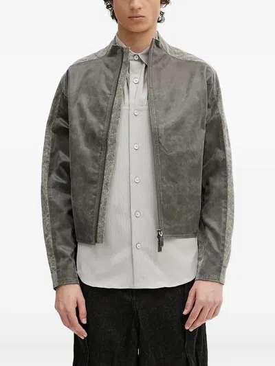 Ader Error Acid-wash Panelled Jacket In Gray