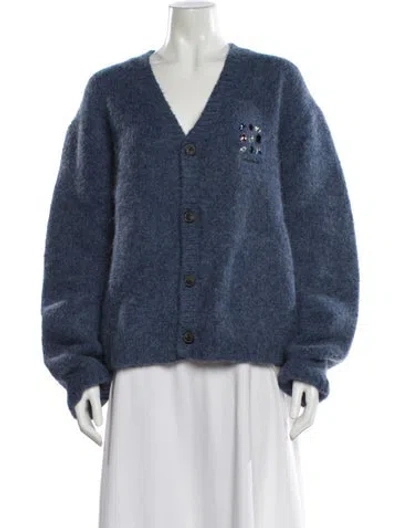 Pre-owned Ader Error Alpaca V-neck Sweater In Blue