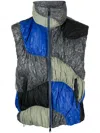 Ader Error Aren Colour-block Down Gilet In Green
