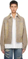 Ader Error Beige Carid Denim Jacket In Beige
