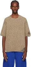 Ader Error Beige Distressed T-shirt In Beige