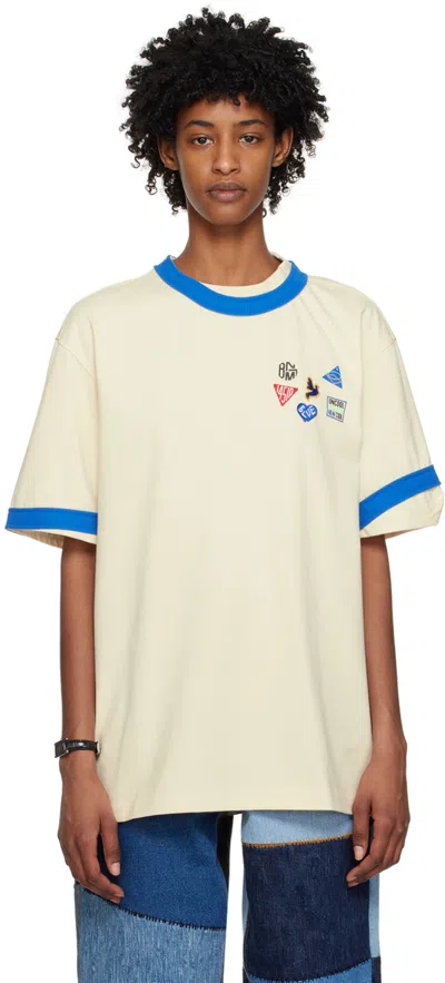 Ader Error Beige Patch T-shirt In Ivory