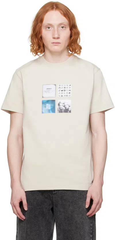 Ader Error Beige Patch T-shirt In Ivory
