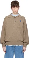 Ader Error Buttoned Polo-neck Sweater In Beige
