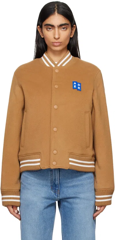Ader Error Beige Significant Trs Tag Bomber Jacket In Camel