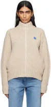 ADER ERROR BEIGE TRS TAG KNIT ZIP-UP 01 SWEATER