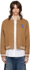 Ader Error Beige Trs Tag Varsity Bomber Jacket In Camel