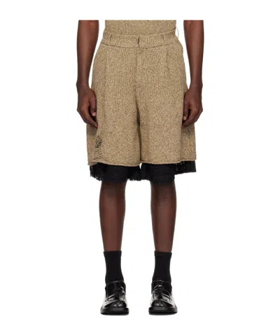 Ader Error Belt Loop Zipper Shorts In Brown