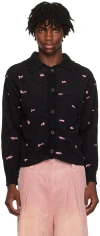 Ader Error Black & Pink Graphic Cardigan In Noir