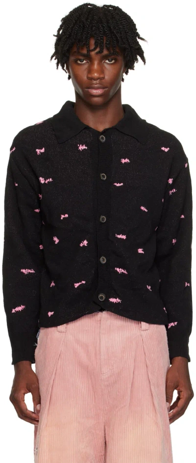 Ader Error Black & Pink Graphic Cardigan In Noir