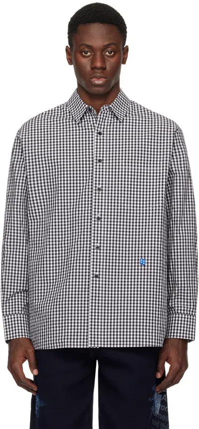 Ader Error Black & White Significant Check Shirt In Noir