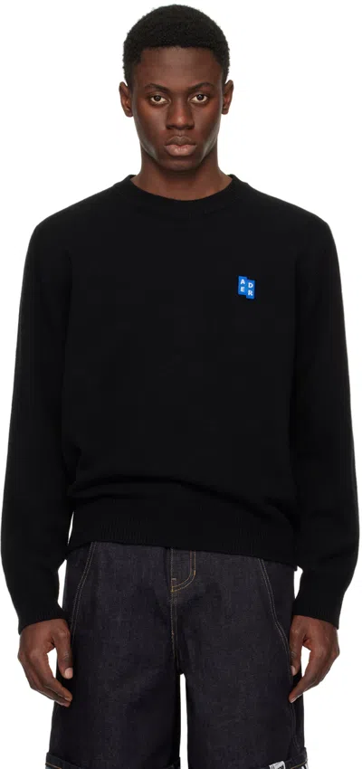 Ader Error Black Dropped Shoulder Sweater In Noir