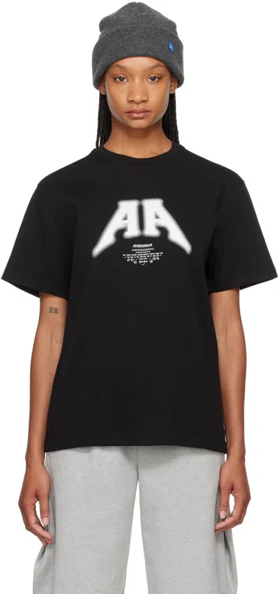 Ader Error Black Embroidered T-shirt In Noir