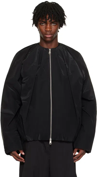Ader Error Black Gathered Down Jacket In Noir