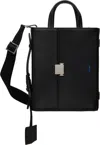 Ader Error Black Grained Leather Tote In Black