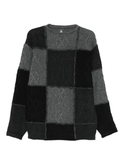 ADER ERROR MEN BLACK JACQUARD CREWNECK SWEATER, L LUXURY SWEATERS & KNITWEAR FOR MEN DARVEYS