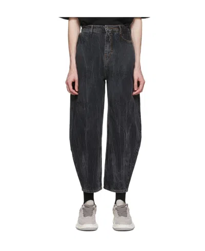 Ader Error Black Logo High Waist Tapered Jeans