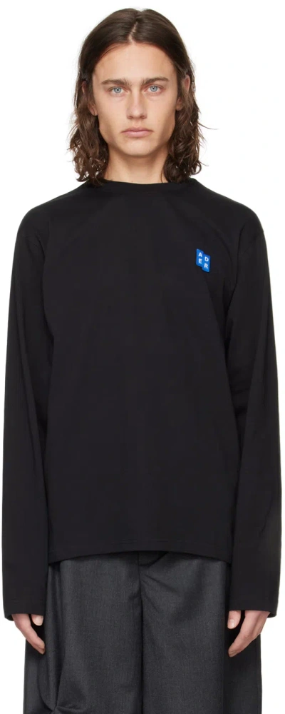 Ader Error Black Patch Long Sleeve T-shirt In Noir