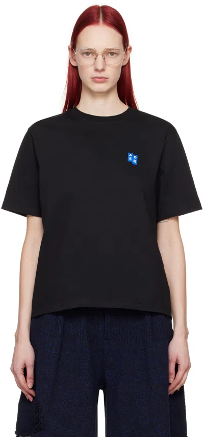 Ader Error Black Patch T-shirt In Noir