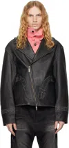 Ader Error Black Product. 22 Leather Jacket In Noir