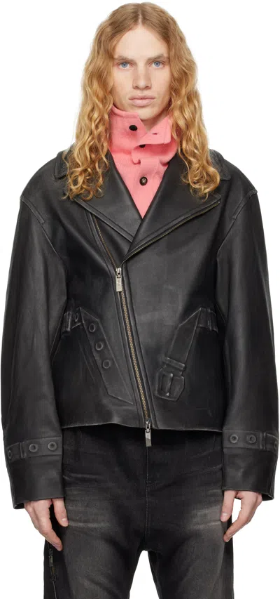 Ader Error Black Product. 22 Leather Jacket In Noir