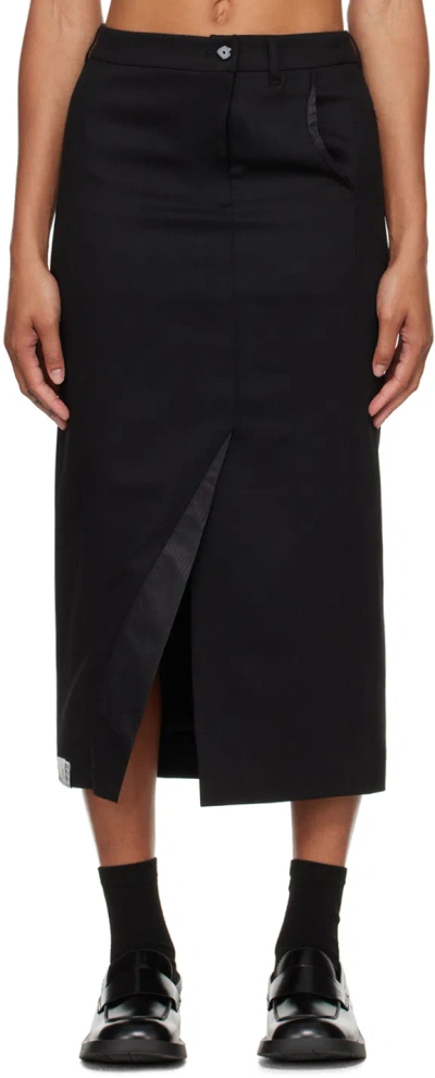 Ader Error Black Rogat Midi Skirt In Noir