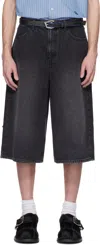 Ader Error Black Sig; Trs Tag 01 Denim Shorts In Noir