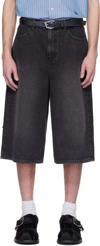 Ader Error Black Sig; Trs Tag 01 Denim Shorts In Noir