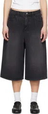 Ader Error Black Sig; Trs Tag 01 Denim Shorts In Noir