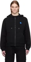 Ader Error Black Sig; Trs Tag 01 Zip-up Hoodie In Noir