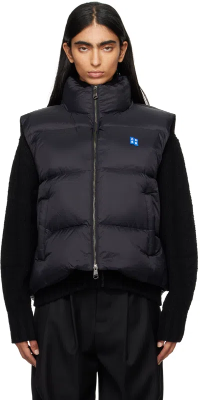 Ader Error Black Significant Trs Tag Down Vest In Noir