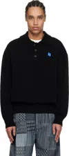 Ader Error Black Significant Trs Tag Knit 02 Polo In Noir
