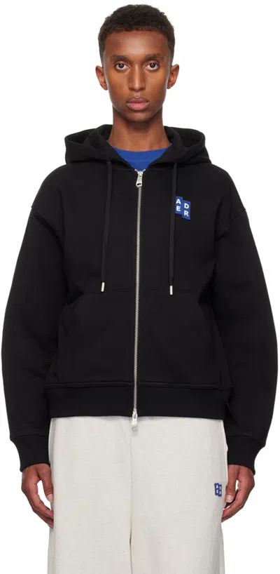 Ader Error Black Trs Tag 02 Zip-up Hoodie In Noir