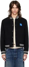 Ader Error Black Trs Tag Varsity Bomber Jacket In Noir