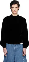 Ader Error Black Velvet Sweatshirt In Noir