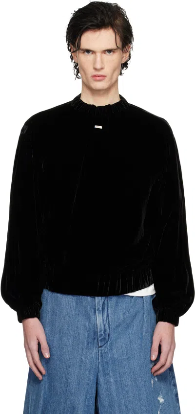 Ader Error Black Velvet Sweatshirt In Noir